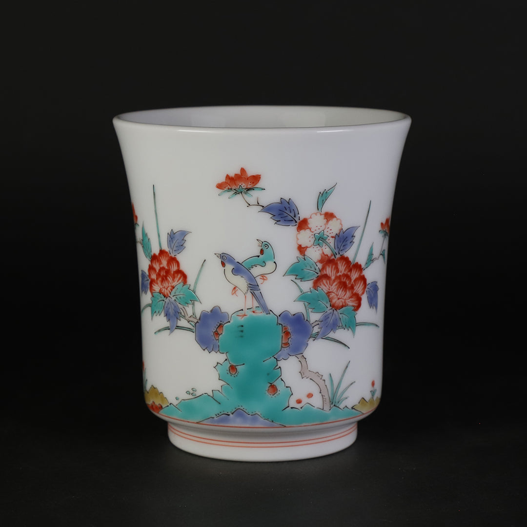 美品 其泉窯 柿右衛門写し 色絵岩牡丹梅竹文 花瓶