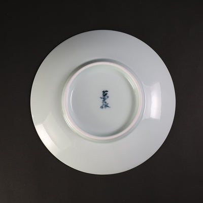 Blue and white porcelain coffee bowl with rose design by Manji Inoue