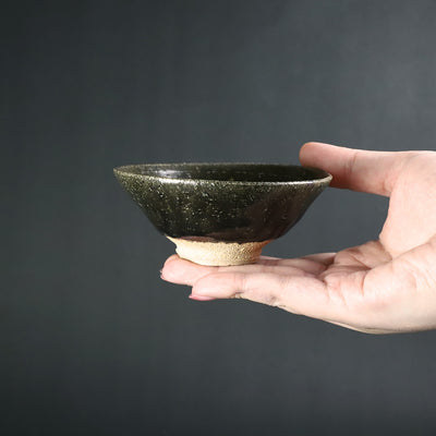 Black Karatsu sake cup No.55 by Yasumoto Kajiwara