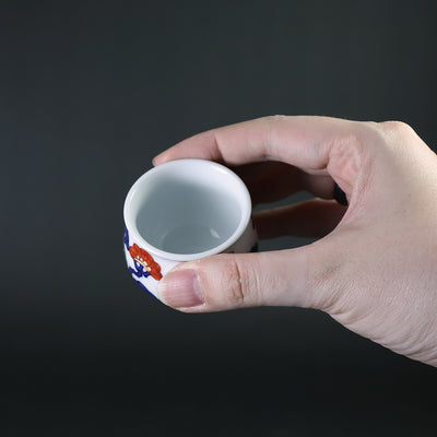 Genemon Kiln Dyed Nishiki Shochiku Plum Guinomi Sake Cup