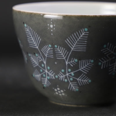 十四代今泉今右衛門　作　色絵薄墨墨はじき雪文碗皿