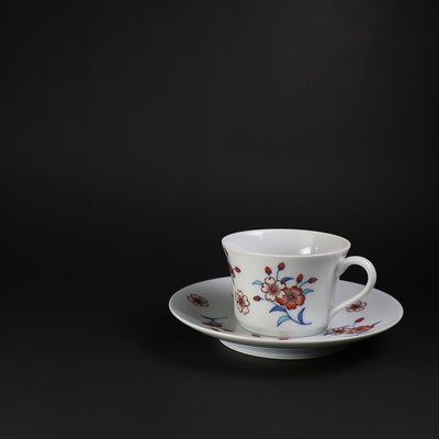 Imaemon kiln tea bowl with brocade cherry blossom painting