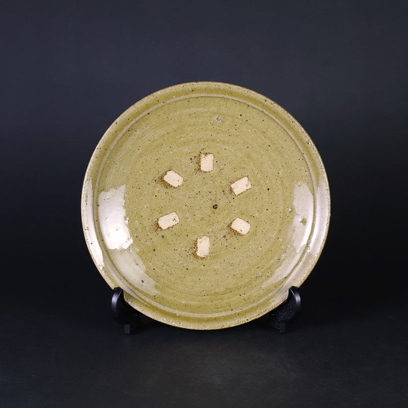 Yellow Karatsu plate by Nakazato Taki
