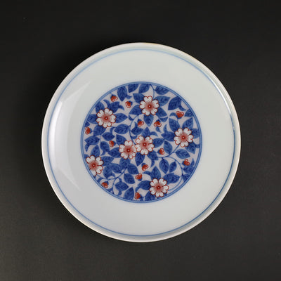 Imaemon Kiln Iro Nabeshima Sakura Design Plate (Indigo/Purple)