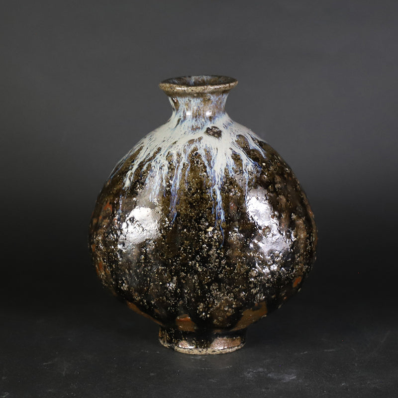 Korean Karatsu Flat Pot Sake Bottle No.31 by Munehiko Maruta