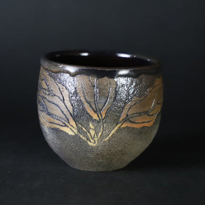 Taroemon Nakazato 14th Karatsu ink cloud scraped sake cup