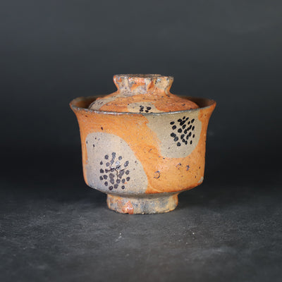 丸田雄　作　緋色絵唐津花紋蓋向付　No.6