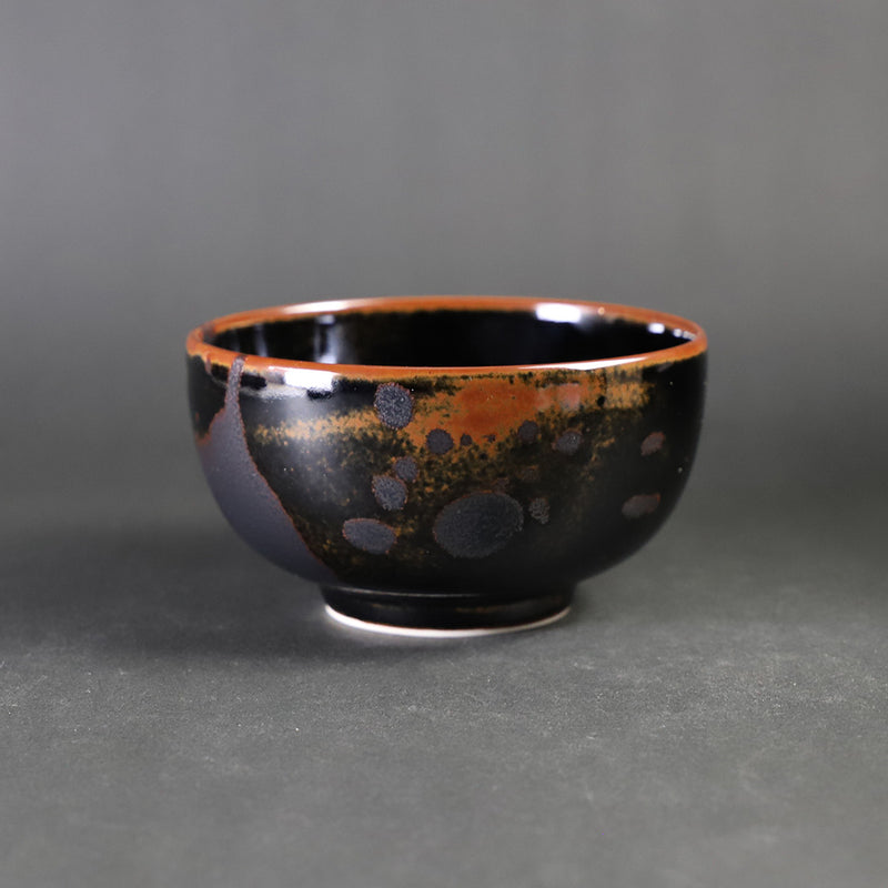 Tenmoku silver drop soup bowl (small) by Yuki Inoue
