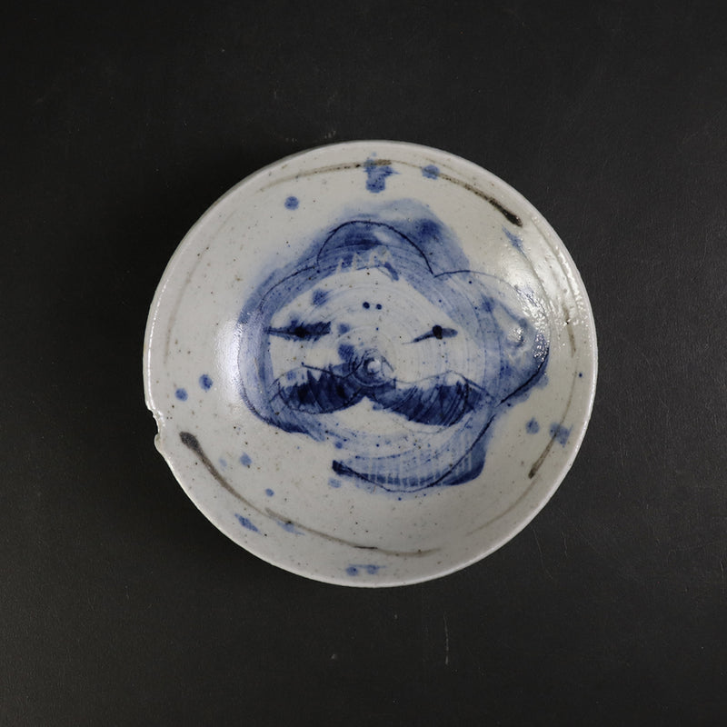 Large blue and white folk painting cup by Yasumoto Kajiwara 1