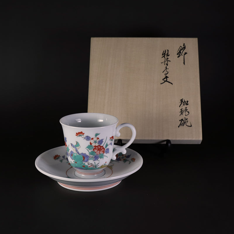 十四代柿右衛門 珈琲碗 コーヒーカップ 錦 粟鶉文