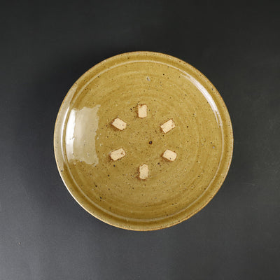 Yellow Karatsu plate by Nakazato Taki