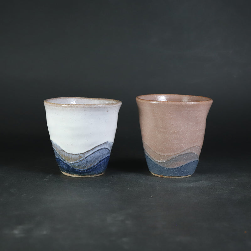 熊本千治　作　彩泥湯呑揃