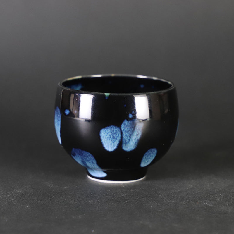 Yuki Inoue Tenmoku blue glaze dripping sake cup