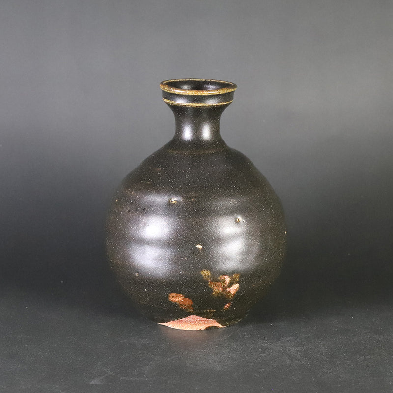 Karatsu Black Korean Sake Bottle (No. 13) by Sakurei Okamoto