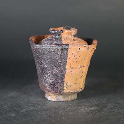丸田雄　作　唐津赤黒花紋蓋向付　No.4