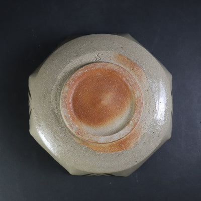 Painted Karatsu octagonal bowl by Keigo Kawazoe