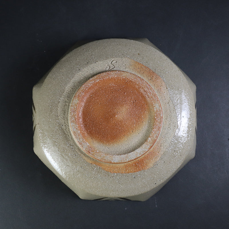 Painted Karatsu octagonal bowl by Keigo Kawazoe