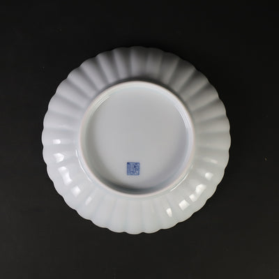 虎仙窯　青白磁菊32方5寸皿