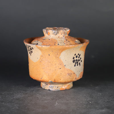 丸田雄　作　緋色絵唐津花紋蓋向付　No.6