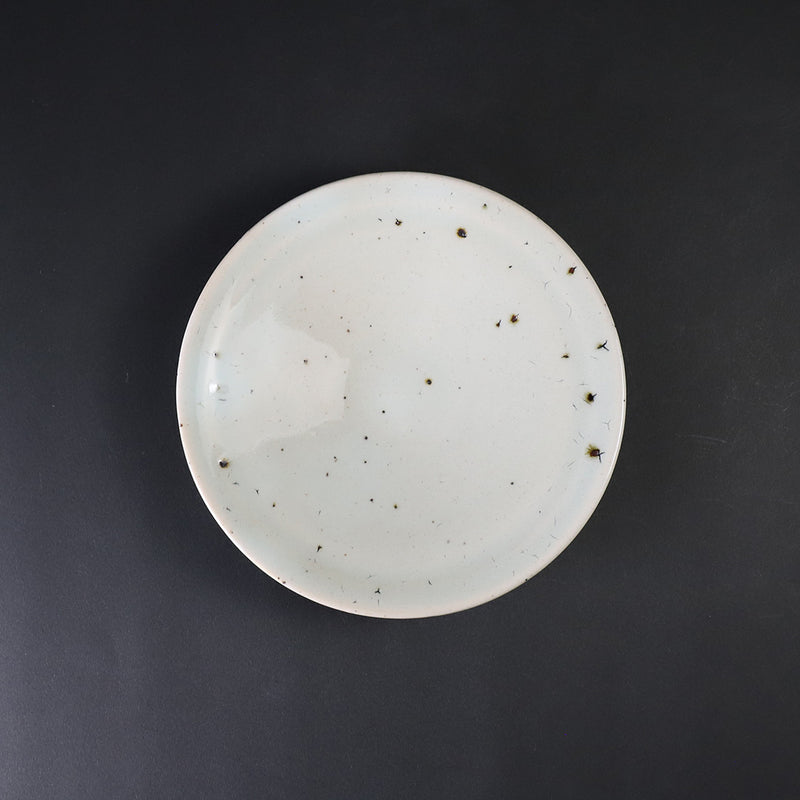 A small plate with blue and white glaze by Nakazato Taki