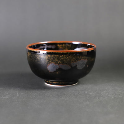 Tenmoku silver drop soup bowl (small) by Yuki Inoue