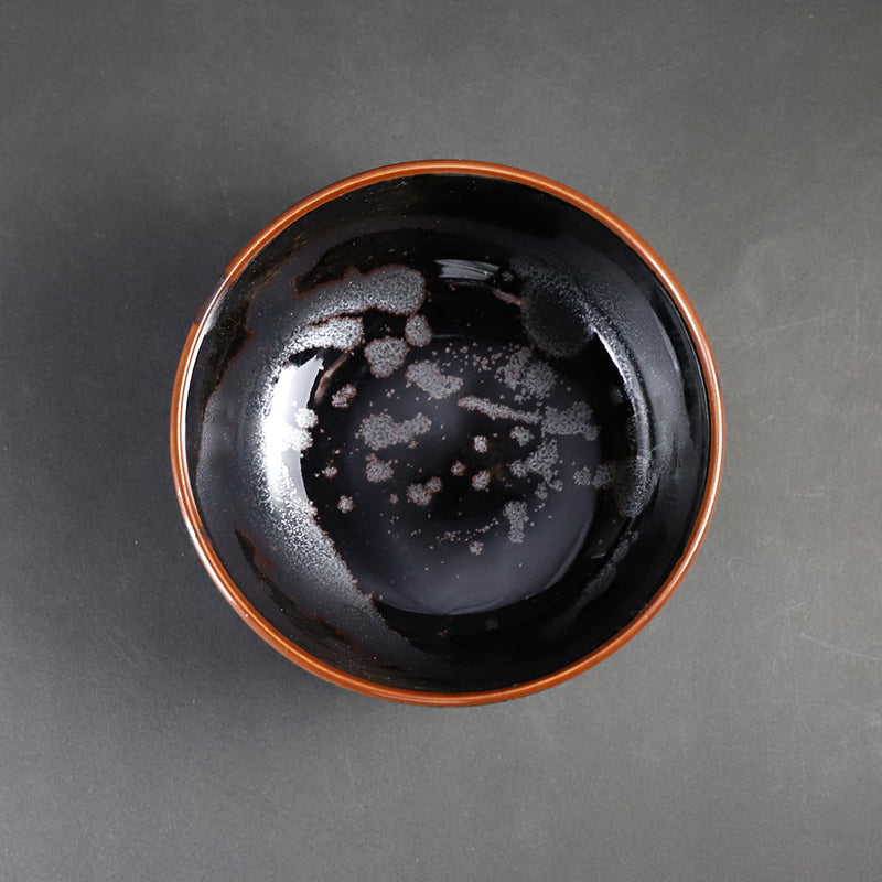 Tenmoku silver drop soup bowl (small) by Yuki Inoue