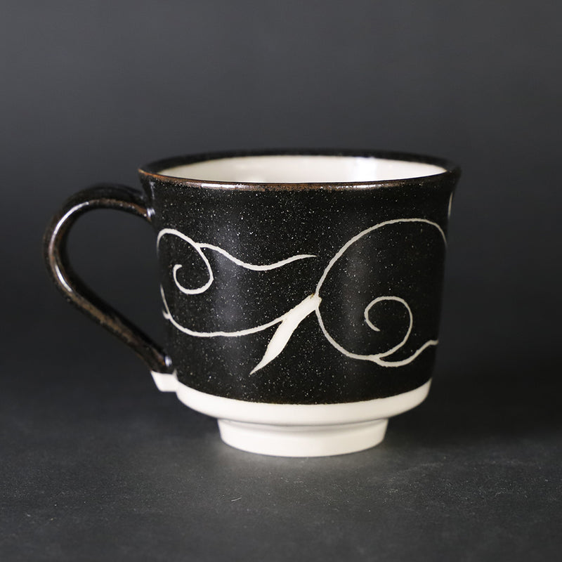 Taroemon Nakazato 14th Karatsu White Scratched Black Bowl Plate