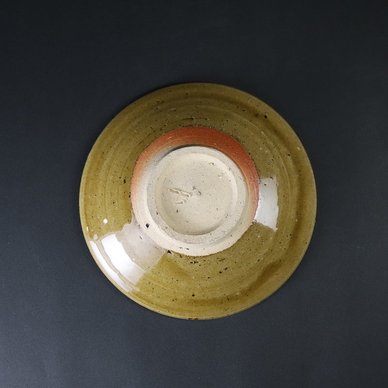 Yellow Karatsu plate by Nakazato Taki