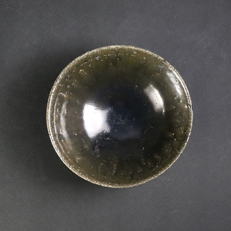 Black Karatsu sake cup No.55 by Yasumoto Kajiwara