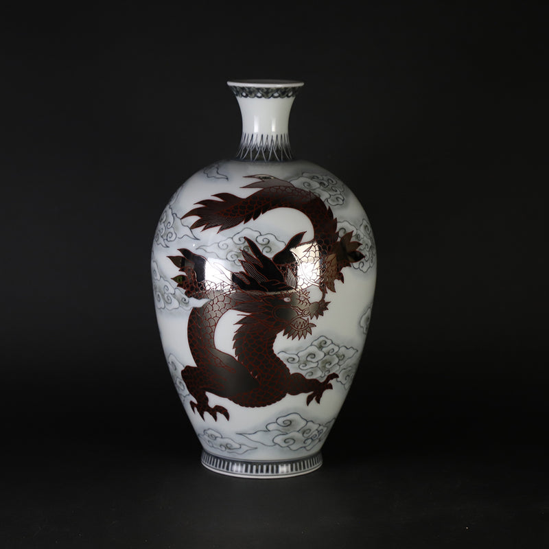 Imaemon Kiln Color Nabeshima Dragon Painting Vase