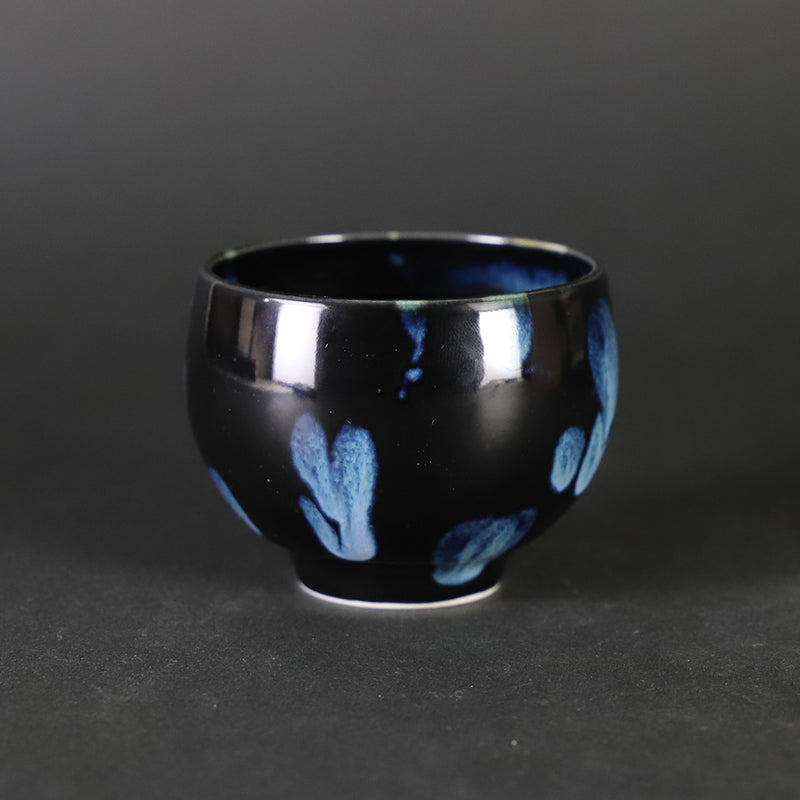 Yuki Inoue Tenmoku blue glaze dripping sake cup