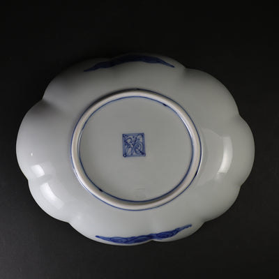 Fukuizumi kiln Shochiku plum cloud shaped deep plate