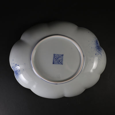 Fukusen Kiln Arabesque patterned cloud-shaped deep plate