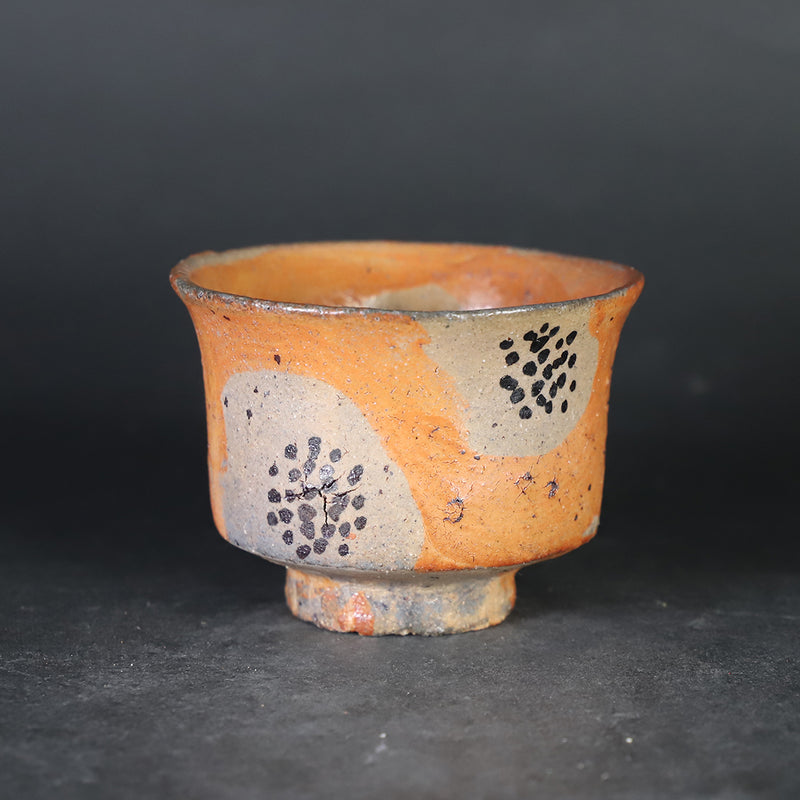 丸田雄　作　緋色絵唐津花紋蓋向付　No.6