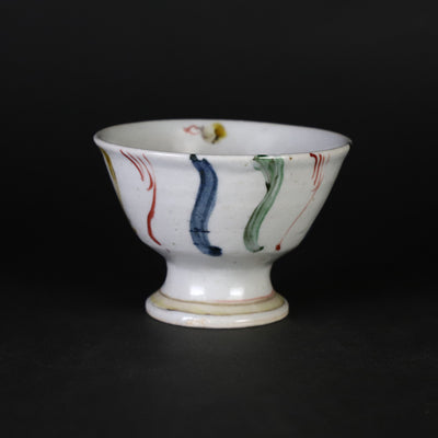 Shingo Oka's work, colored twisted dot pattern high-footed small bowl