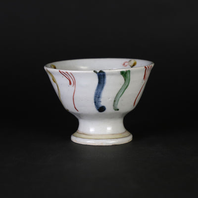 Shingo Oka's work, colored twisted dot pattern high-footed small bowl