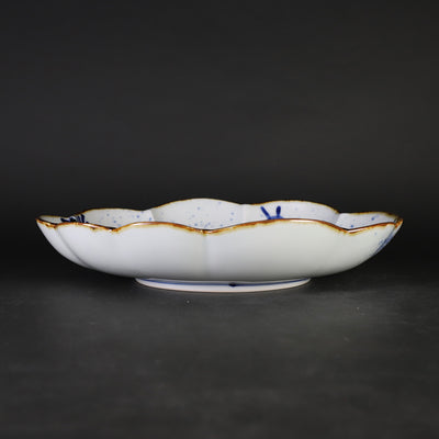 Fukusen Kiln Arabesque patterned cloud-shaped deep plate