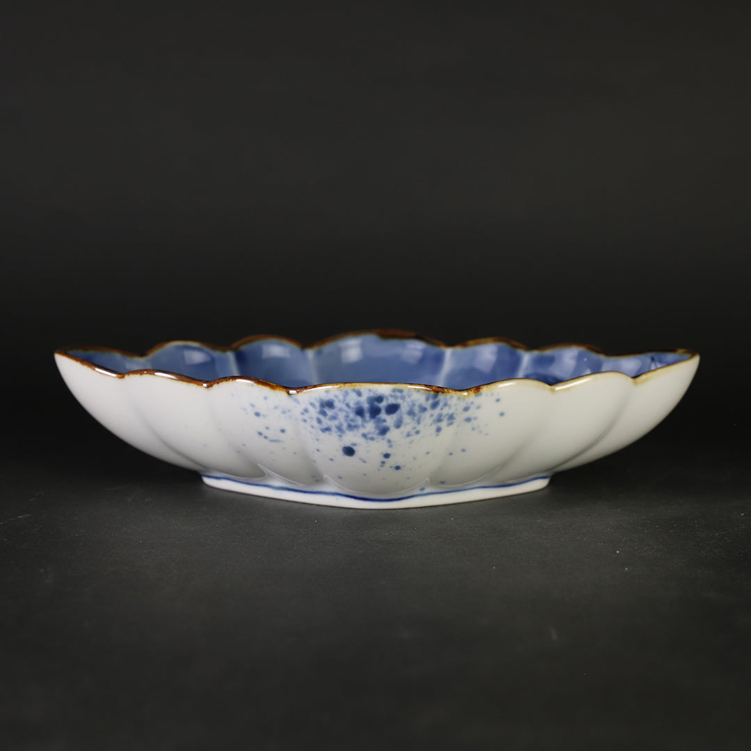 【未使用品】有田焼　福泉窯　菱形菊割向付　花唐草と流水花セット 楽天市場】有田染付けシリーズ 流水花 菱型菊割向付 ＜和食器