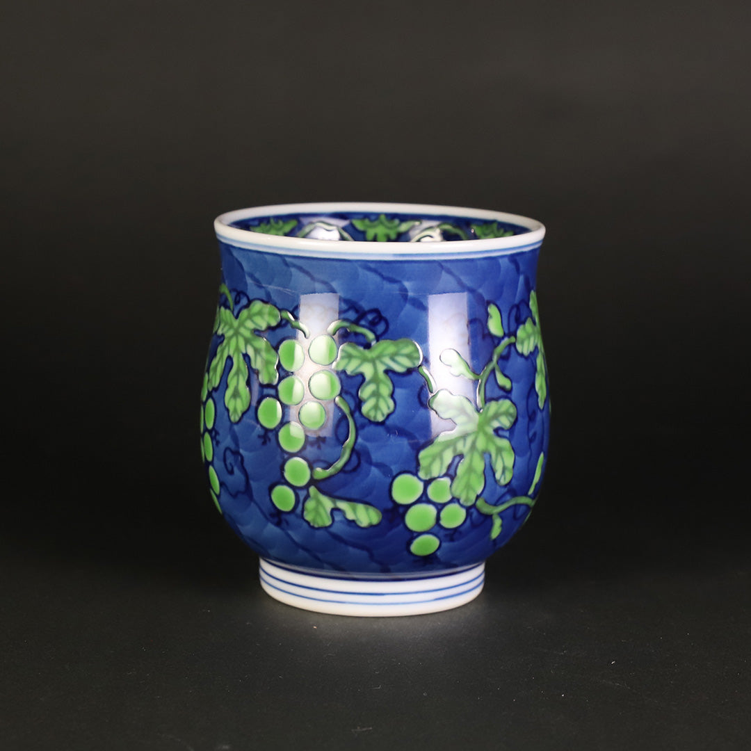 源右衛門窯 緑彩葡萄絵湯呑 – ギャラリー一番館オンラインショップ