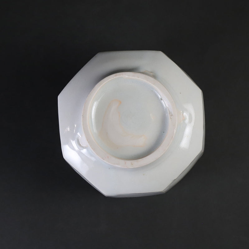 White porcelain teacup with beveled edges by Shingo Oka