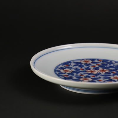 Imaemon Kiln Iro Nabeshima Sakura Design Plate (Indigo/Purple)