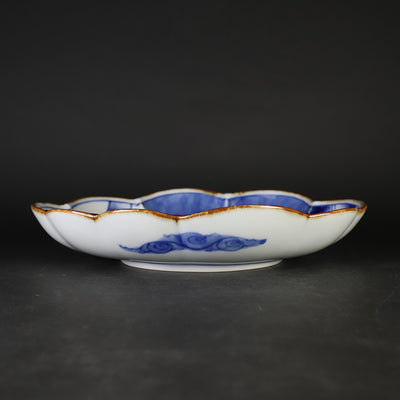 Fukuizumi kiln Shochiku plum cloud shaped deep plate