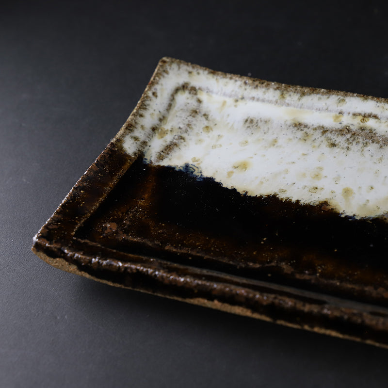 Karatsu long ceramic tile by Kazusuke Fukuda