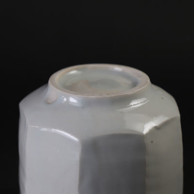 White porcelain teacup with beveled edges by Shingo Oka
