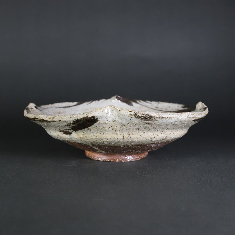 Painted Karatsu cut bowl by Kota Tanaka