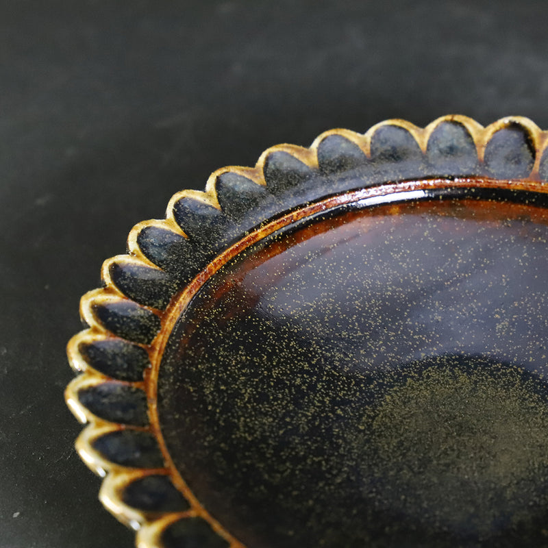 Ame Karatsu Ring Flower Plate by Shuichi Okamoto