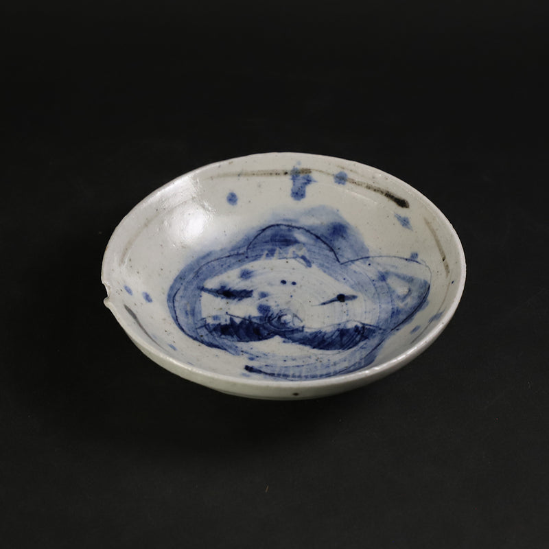 Large blue and white folk painting cup by Yasumoto Kajiwara 1