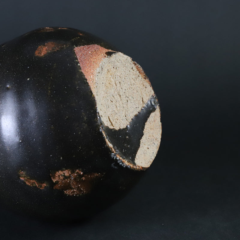 Karatsu Black Korean Sake Bottle (No. 13) by Sakurei Okamoto