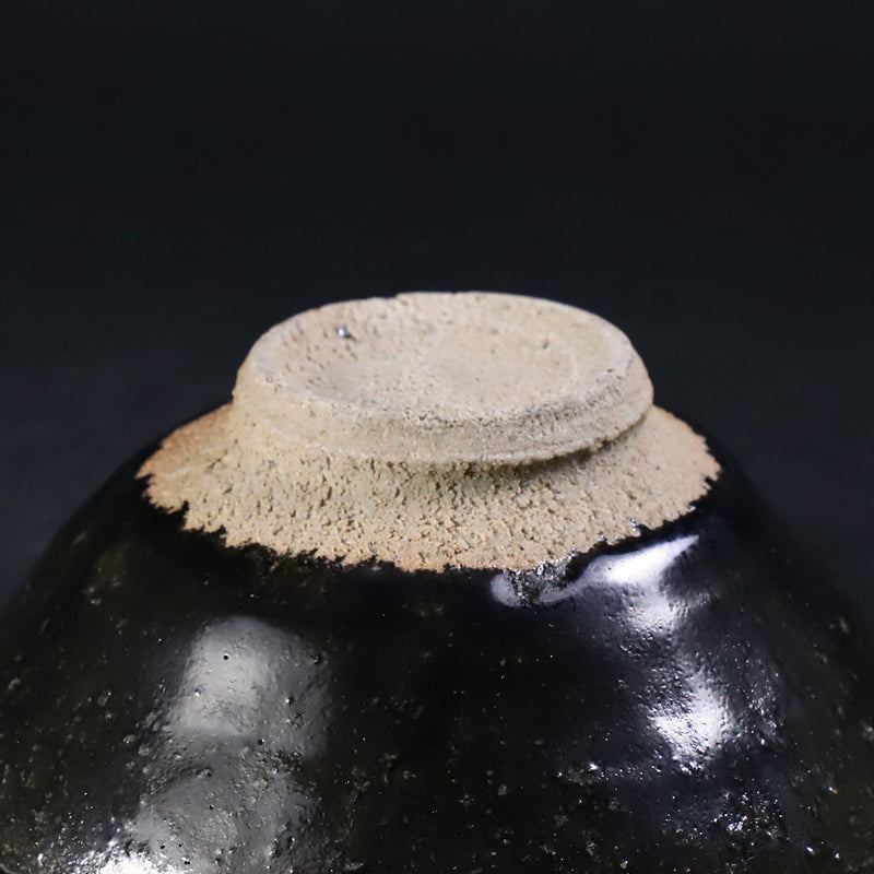 Black Karatsu sake cup No.55 by Yasumoto Kajiwara