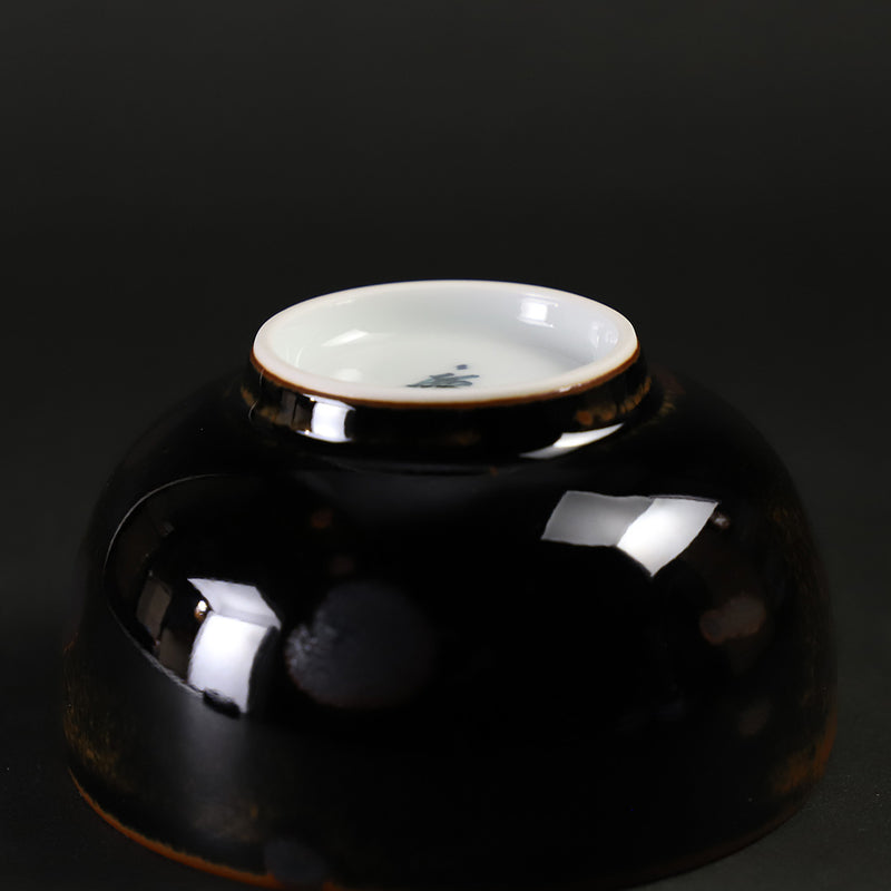 Tenmoku silver drop soup bowl (small) by Yuki Inoue